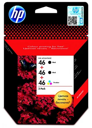 Картридж HP 46 Ink Cartridge 3-Pack (арт. F6T40AE)