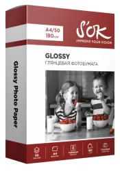 Фотобумага SOK Cinema глянцевая, А4, 180 г/м², 50 листов (арт. SA4180050G)