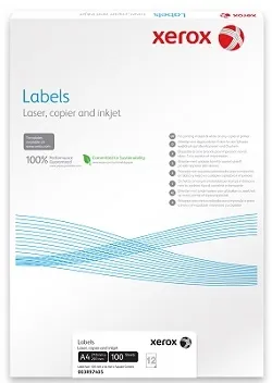 Наклейки Xerox Laser/Copier А4:12, прямоугольные края (арт. 003R97405)