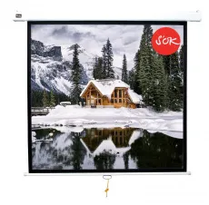 Экран для проектора SOK Cinema 84'' 1:1 настенно-потолочный, ручной, Matt White, белый корпус (арт. SCPSW-150x150)