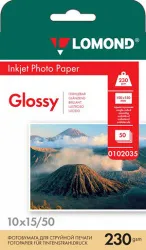 Фотобумага Lomond Односторонняя, глянцевая 230 г/м², A6, 10 х 15 см, 50 л. для струйной печати (арт. 0102035)