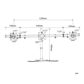 Кронштейн для двух мониторов Cactus серебристый 15″-27″ макс.8кг настольный поворот и наклон (арт. CS-VM-FE124D-AL)