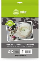 Фотобумага Cactus A4, 130 г/м², 100 л, белая глянцевая для струйной печати (арт. CS-GA4130100ED)