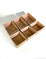 Набор коробов ГЕЛЕОС «Миндаль» / Бежевый, 13х13х8 см - 3 шт, 13х19х8 см - 3 шт (арт. МНД-222)