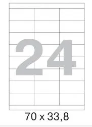 Самоклеящиеся этикетки MEGA White Matte Label, 24 шт/A4, 70 х 33,8 мм, 100 листов (арт. 73637)