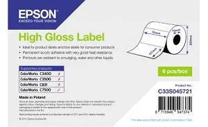 Рулон Epson High Gloss Label, 76 мм x 127 мм (арт. C33S045721)
