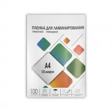 Пленка для ламинирования ГЕЛЕОС 216х303 (100 мик), глянцевая, 100 шт (арт. LPA4-100)