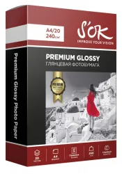 Фотобумага SOK Cinema глянцевая, А4, 240 г/м², 20 листов (арт. SA4240020G)