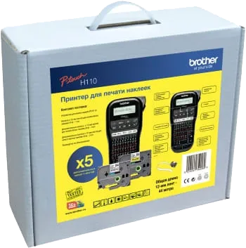 Набор для печати наклеек Brother принтер PT-H110 + 6 кассет (арт. PTH110R1BUND)