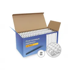 Пластиковые пружины ГЕЛЕОС 19 мм белые 100 шт. (арт. BCA4-19W)