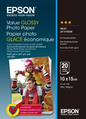 Бумага Epson Value Glossy Photo Paper (10x15 см) 20 листов (арт. C13S400037)