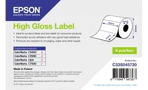 Рулон Epson High Gloss Label, 76 мм x 51 мм (арт. C33S045720)