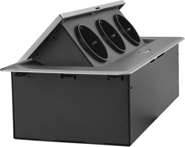 Розетка для столешницы Cactus (26.5x11.8x6.5 см, серый) (арт. CS-SOCKET-EU3-GYBK)