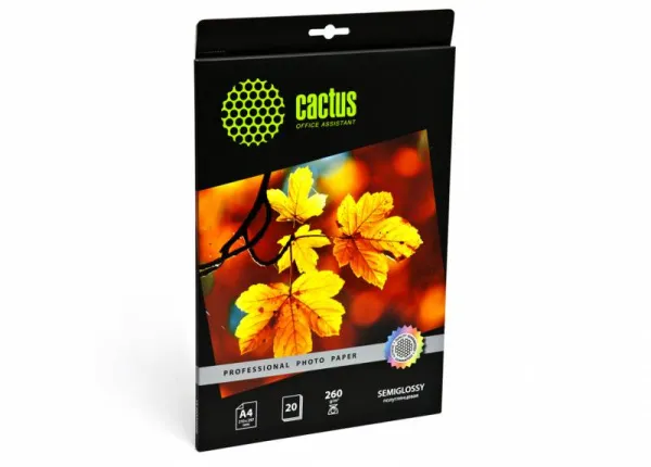 Фотобумага Cactus Prof A4/260г/м2/20л./белый полуглянцевое для струйной печати (арт. CS-SGA426020)