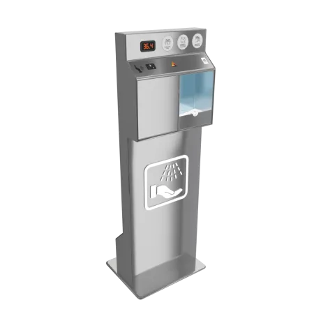 Бесконтактный напольный дезинфектор для рук BM Sanitar с бесконтактным термометром. Объем бака: 3 литра (арт. )