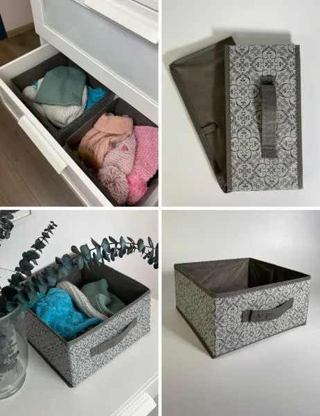 Короб ГЕЛЕОС раскладной с ручкой, «Грей» / Серый, 31х31х15 см (арт. ГРЕ-185)