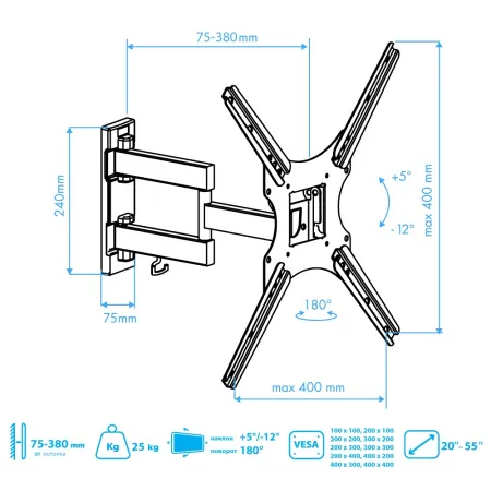 Кронштейн VLK TRENTO-17 чёрный для TV 20-55″ (арт. 51038)