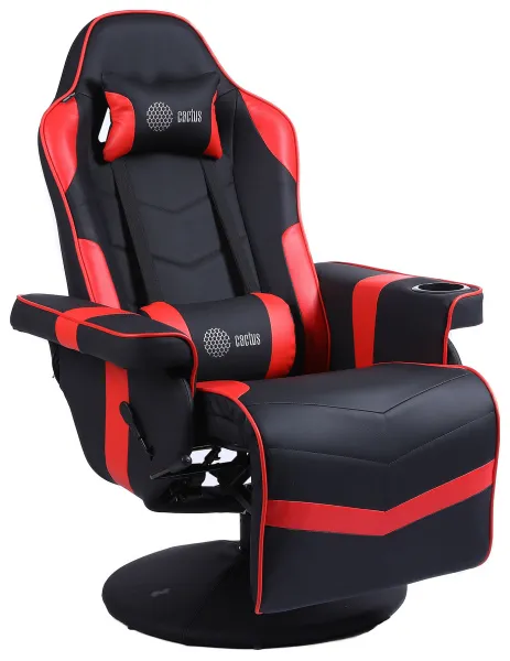 Игровое кресло Cactus черный/красный подставкой для ног (арт. CS-CHR-GS200BLR)