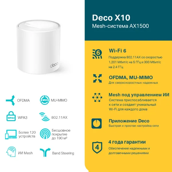 Точка доступа TP-Link Deco X10(1-pack) (арт. Deco X10(1-pack))