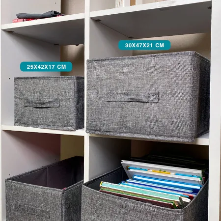 КОРОБ для хранения ГЕЛЕОС Коттон-18 (25х42х17 см) серый (арт. КОТТОН-18-СР)