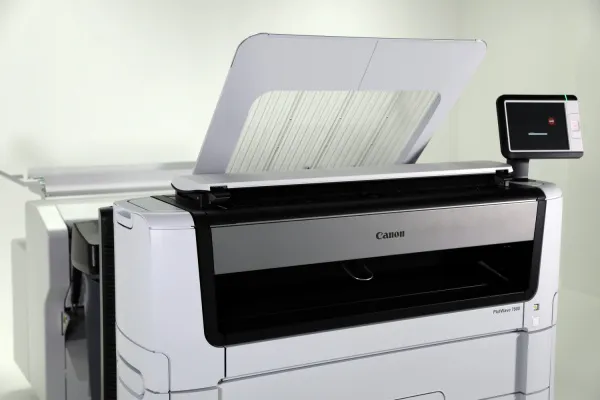 Широкоформатное лазерное МФУ Canon PlotWave 7500 (4 рулона, комплект со сканером) + Фальцовщик Folder Professional 6011 (арт. OT_CANON_PW7500_4R+SEIV+FE6011)
