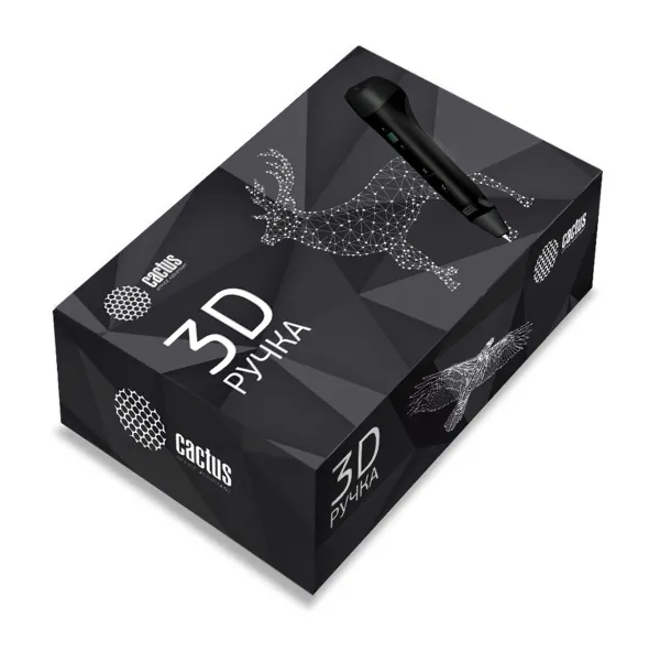 Ручка 3D Cactus PLA ABS LCD (черный) (арт. CS-3D-PEN-C-BK + CS-3D-PLA-12x10M)