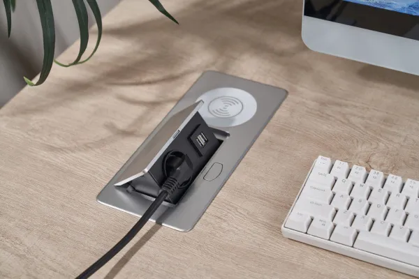 Розетка для столешницы Cactus (26.5x11.8x6.5 см, серебристый) (арт. CS-SOCKET-USBA-WLESS)