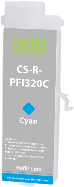 Перезаправляемый картридж Cactus (голубой) (арт. CS-R-PFI320C)