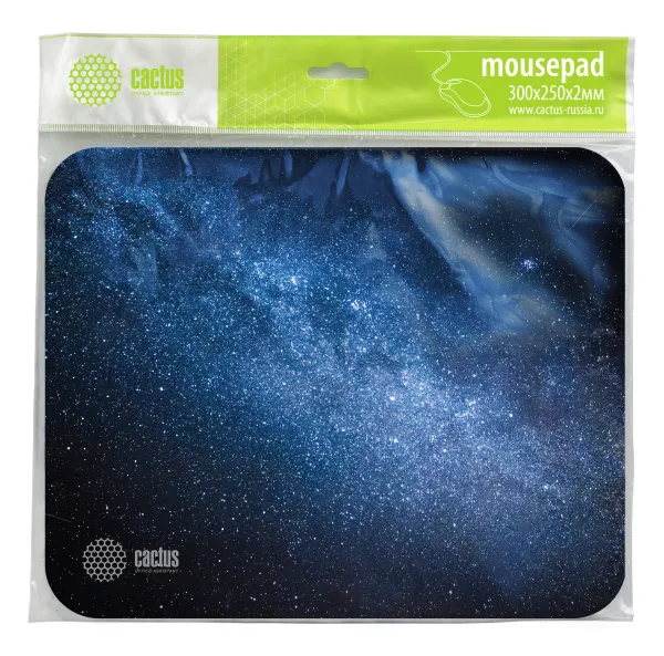 Коврик для мыши Cactus средний, черный, 300x250x2мм (арт. CS-MP-P02M)