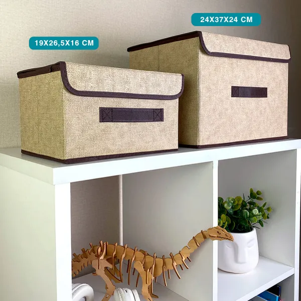 КОРОБ с крышкой для хранения ГЕЛЕОС Линен-16 (19х26,5х16 см) бежевый (арт. ЛИНЕН-16-БЖ)