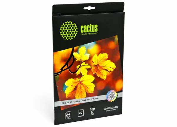 Фотобумага Cactus Prof A4/260г/м2/20л./белый глянцевое для струйной печати (арт. CS-HGA426020)
