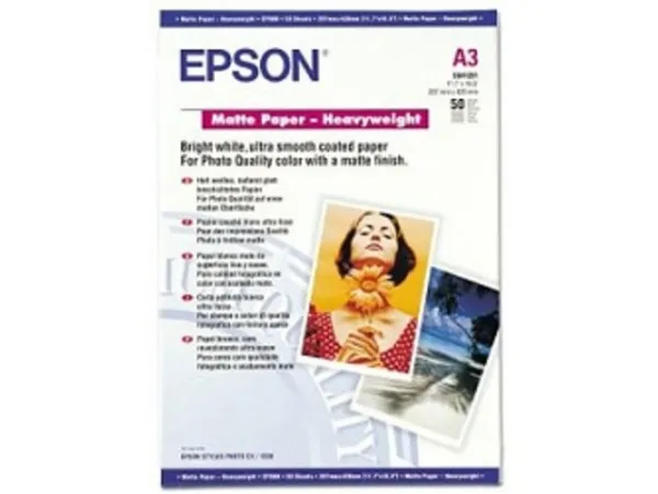Бумага Epson Matte Paper-Heavyweight 167 гр/м2, A3 (50 листов) (арт. C13S041261)