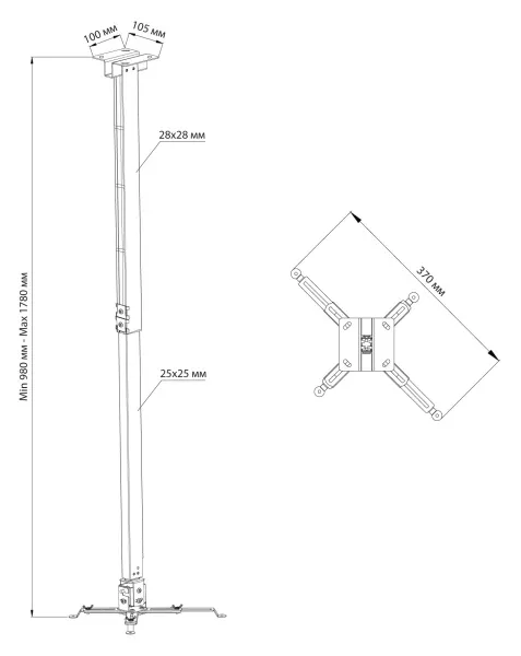 Кронштейн для проектора Cactus белый, макс. 20кг (арт. CS-VM-PRE04-WT)