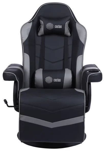 Игровое кресло Cactus черный/серый подставкой для ног (арт. CS-CHR-GS200BLG)