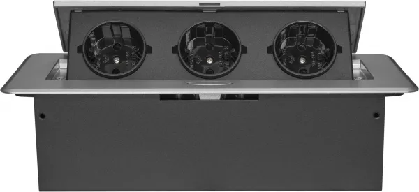 Розетка для столешницы Cactus (26.5x11.8x6.5 см, серый) (арт. CS-SOCKET-EU3-GYBK)