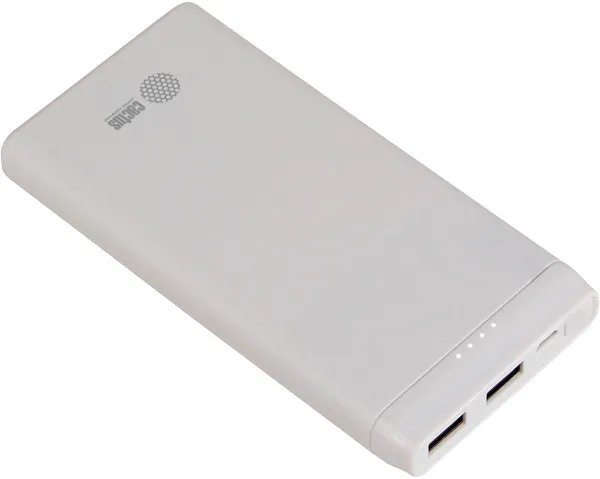 Мобильный аккумулятор Cactus 10000mAh, 2.1A, 2xUSB, белый (арт. CS-PBFSMT-10000)