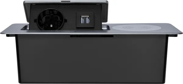 Розетка для столешницы Cactus (26.5x11.8x6.5 см, серебристый) (арт. CS-SOCKET-USBA-WLESS)