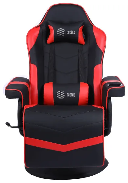 Игровое кресло Cactus черный/красный подставкой для ног (арт. CS-CHR-GS200BLR)