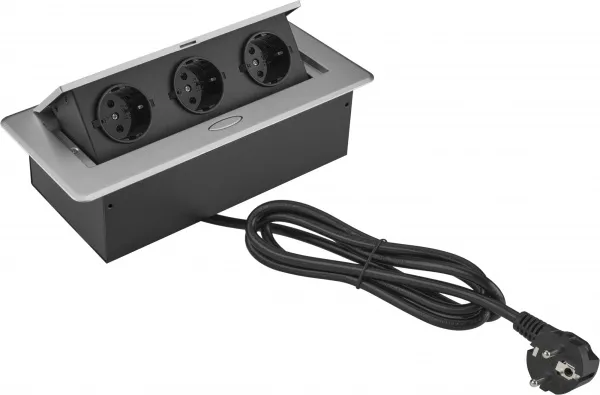 Розетка для столешницы Cactus (26.5x11.8x6.5 см, серый) (арт. CS-SOCKET-EU3-GYBK)