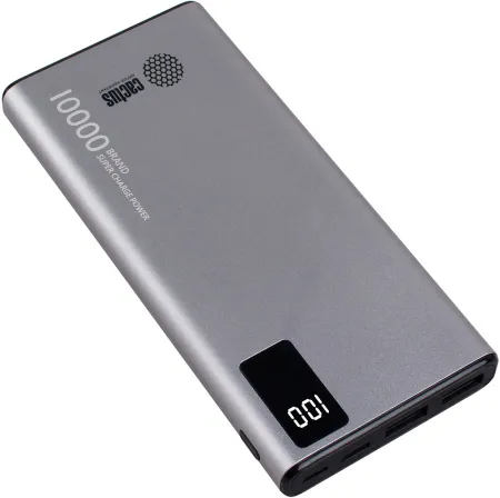 Мобильный аккумулятор Cactus 10000mAh, 3A, 2xUSB, серый (арт. CS-PBFSLT-10000)