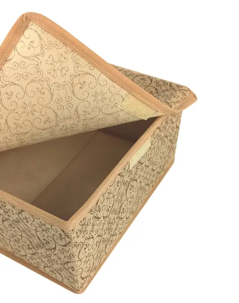 Короб ГЕЛЕОС с крышкой, для мелких вещей, «Миндаль» / Бежевый, 28х28х13 см (арт. МНД_131)