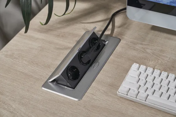 Розетка для столешницы Cactus (26.5x11.8x6.5 см, серый) (арт. CS-SOCKET-EU3-GYBK)