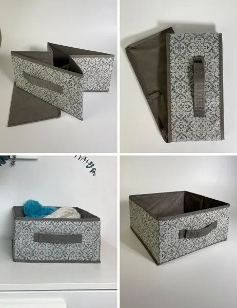 Короб ГЕЛЕОС раскладной с ручкой, «Грей» / Серый, 28х28х14 см (арт. ГРЕ-186)