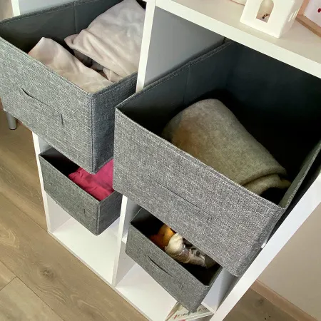 КОРОБ для хранения ГЕЛЕОС Коттон-30 (30х47х21 см) серый (арт. КОТТОН-30-СР)