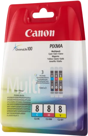 Набор картриджей Canon CLI-8 C/M/Y (многоцветный, 3 картриджа, 13 мл.) (арт. 0621B029)