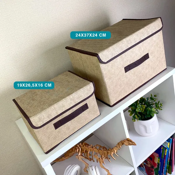 КОРОБ с крышкой для хранения ГЕЛЕОС Линен-24 (24х37х24 см) бежевый (арт. ЛИНЕН-24-БЖ)