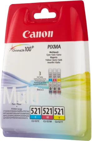 Набор картриджей Canon CLI-521 (многоцветный, 3 картриджа, 9 мл.) (арт. 2934B010)