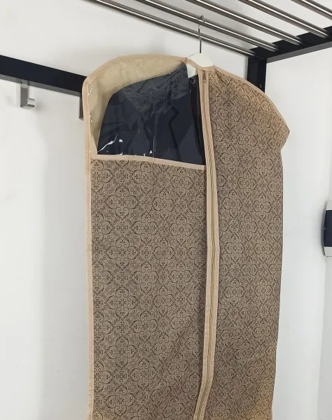 Чехол ГЕЛЕОС для хранения костюмов и платьев, «Миндаль» / Бежевый, 120х60 см (арт. МНД_08)