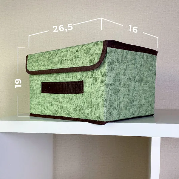 КОРОБ с крышкой для хранения ГЕЛЕОС Линен-16 (19х26,5х16 см) зеленый (арт. ЛИНЕН-16-ЗЛ)
