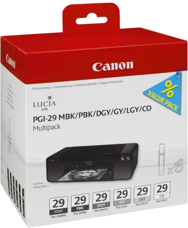 Набор картриджей Canon PGI-29 MBK/PBK/DGY/GY/LGY/CO (многоцветный, 6 картриджей, 36 мл.) (арт. 4868B018)